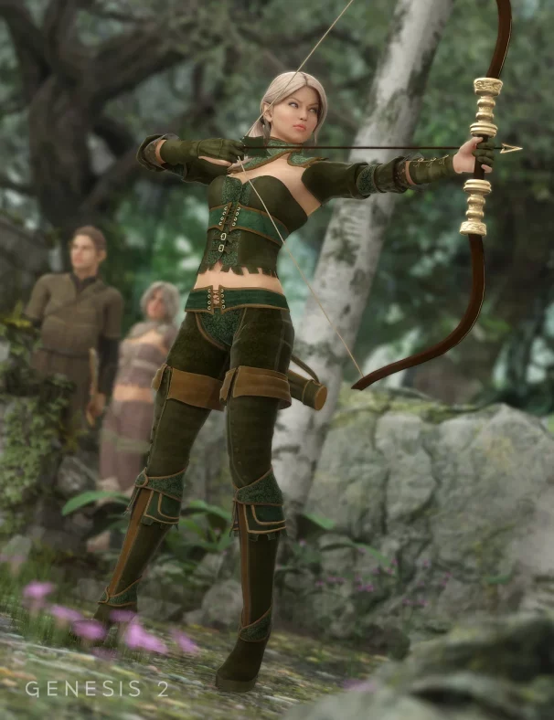 Woodland Huntress Textures for Genesis 2 Female